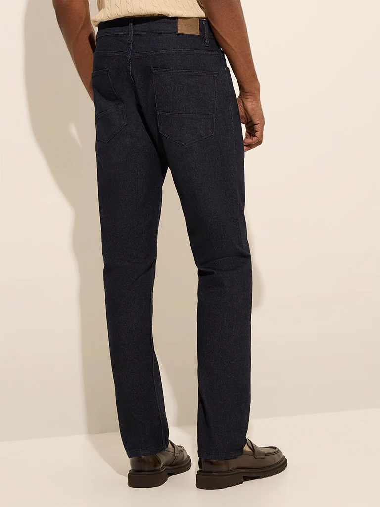 Ascot Dark Blue Relaxed-Fit Mid-Rise Jeans - Image 4