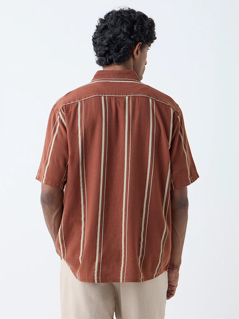 Ascot Rust Stripe Relaxed-Fit Shirt - Image 4