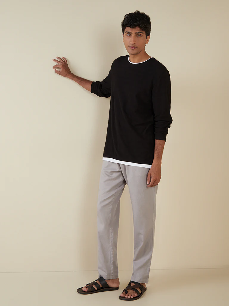 ETA Black Round-Neck Pure Cotton T-Shirt - Image 4
