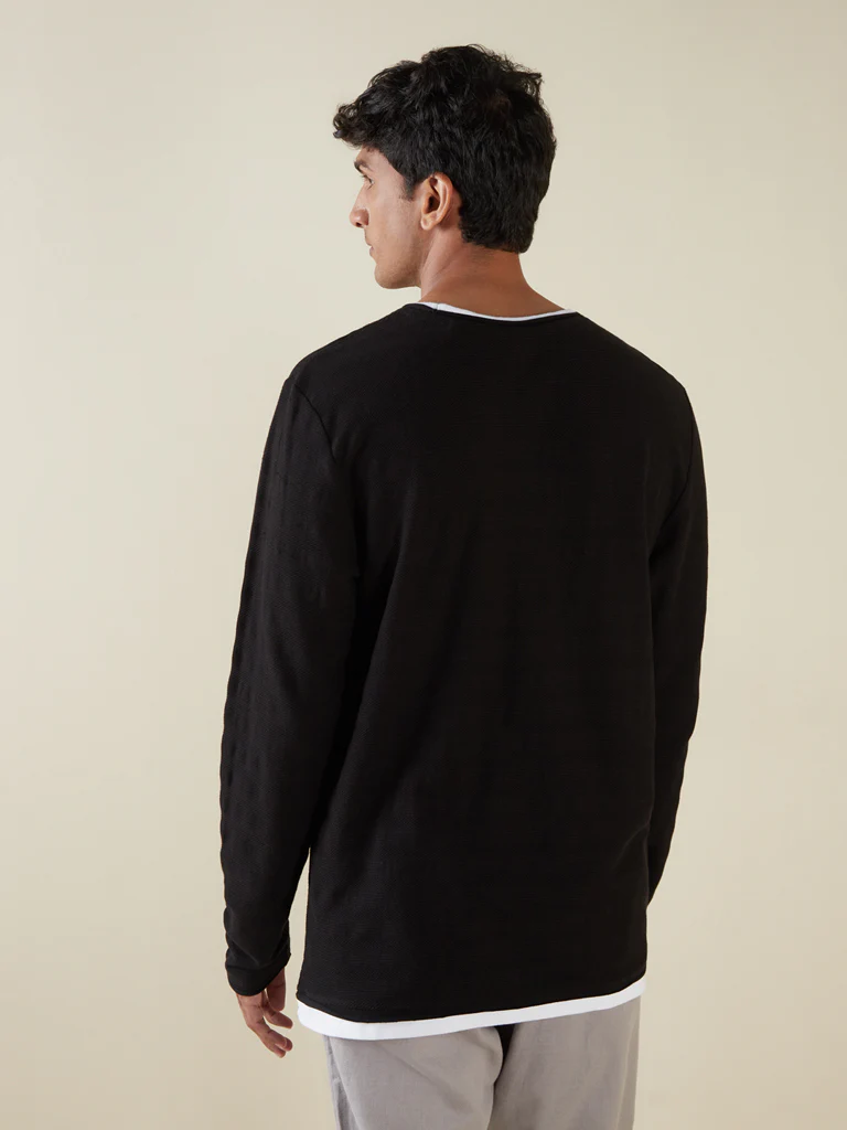 ETA Black Round-Neck Pure Cotton T-Shirt - Image 5