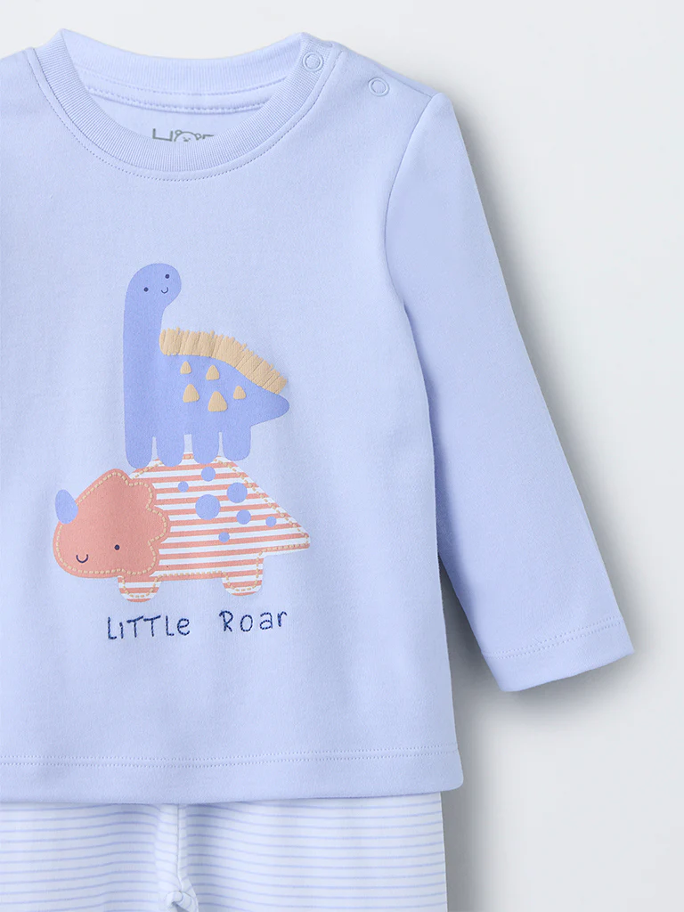HOP Baby Boys Lavender Animal Design Cotton T-Shirt with Pants Set - Image 4
