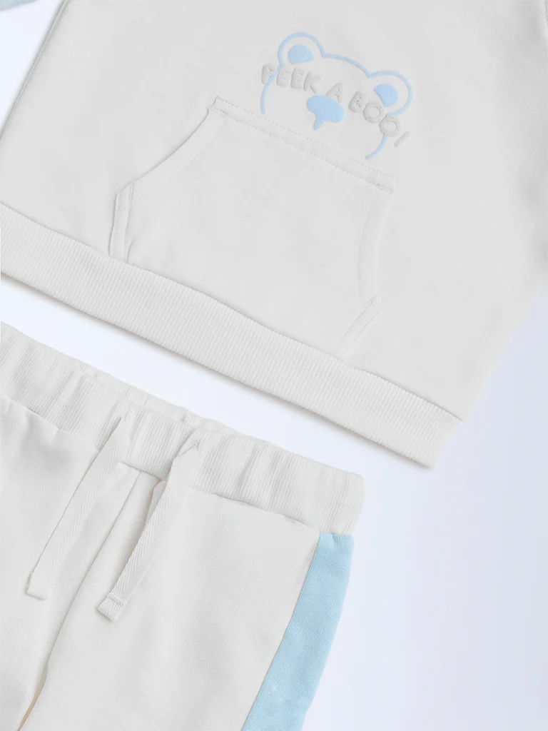 HOP Baby Boys Off-White Printed Cotton T-Shirt and Joggers Set - Image 4