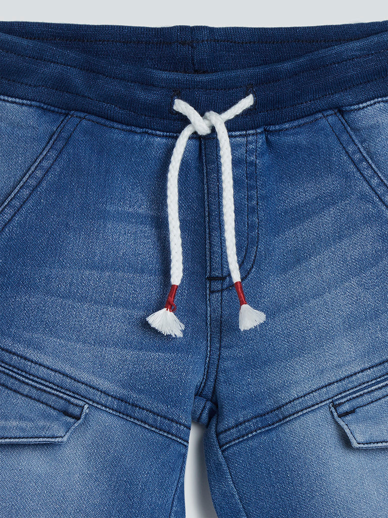 HOP Kids Blue Seam-Detailed Shorts - Image 3