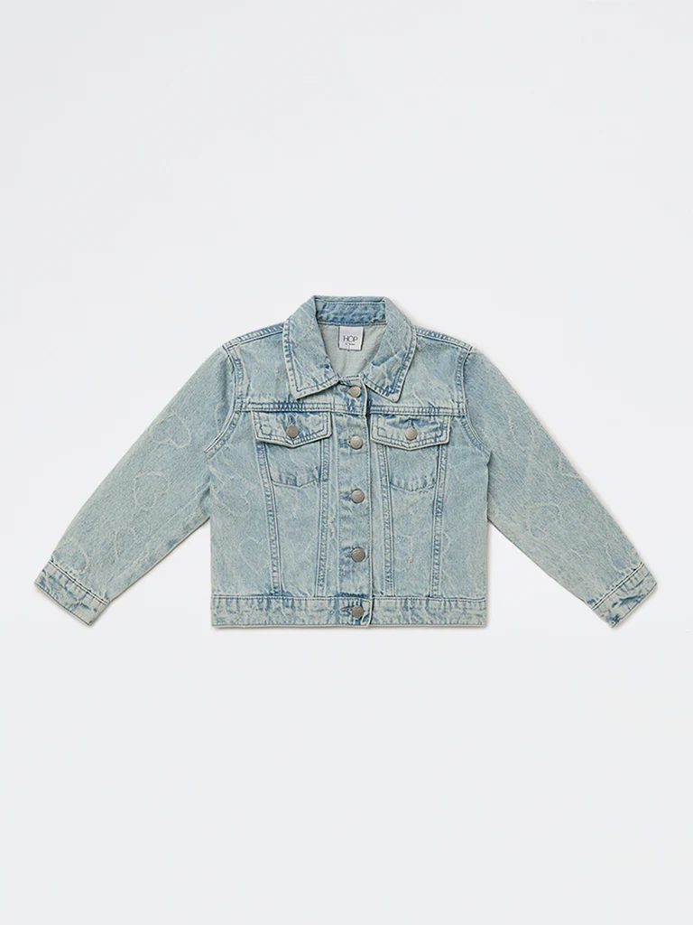 HOP Kids Girls Blue Faded Denim Jacket - Image 3