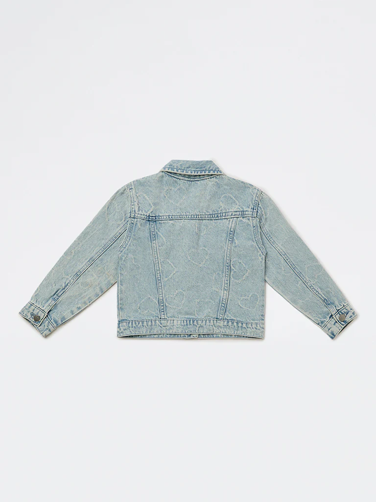 HOP Kids Girls Blue Faded Denim Jacket - Image 4