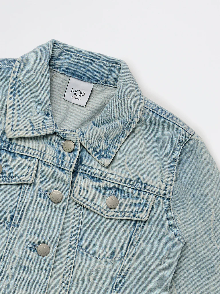 HOP Kids Girls Blue Faded Denim Jacket - Image 5