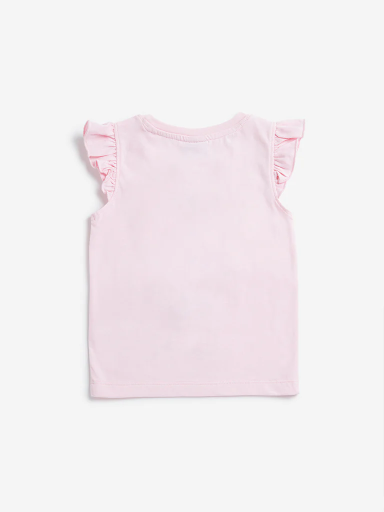 HOP Kids Girls Pink Floral Cotton Top - Image 3