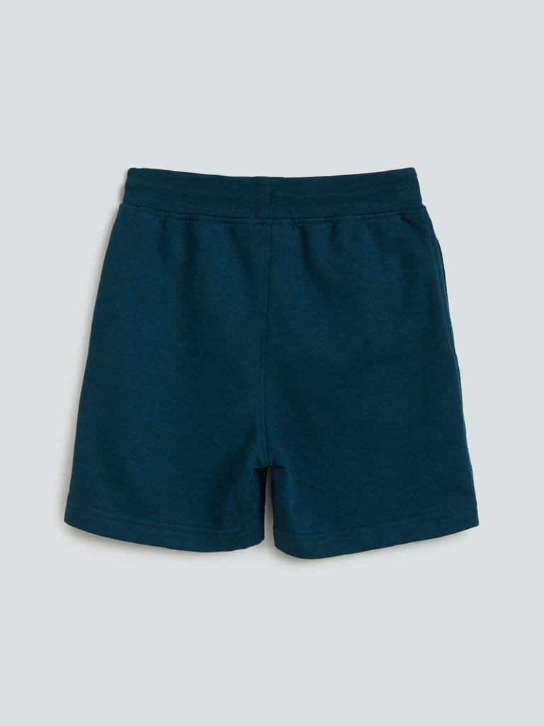 HOP Kids Teal Plane Pattern Cotton-Blend Shorts - Image 3