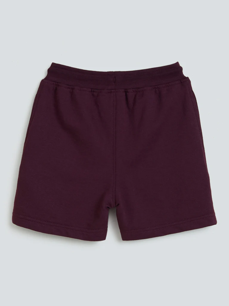 HOP Kids Wine Star Pattern Cotton-Blend Shorts - Image 3