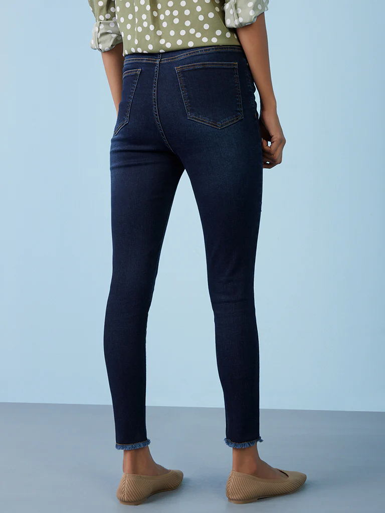 LOV Dark Blue Straight-Fit High-Rise Jeans - Image 4
