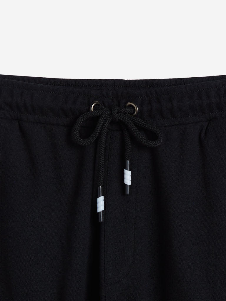 Studiofit Black Text Print Slim Fit Shorts - Image 3