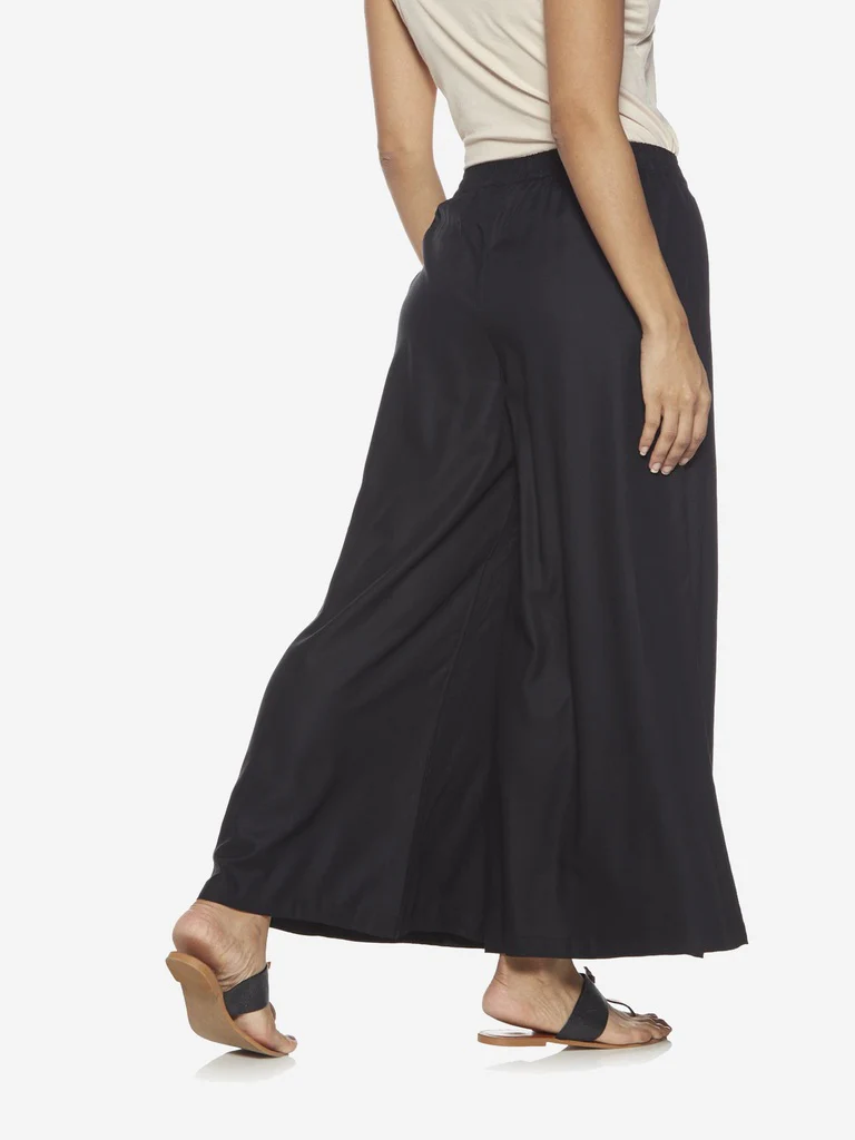Utsa Black Solid Palazzos - Image 4