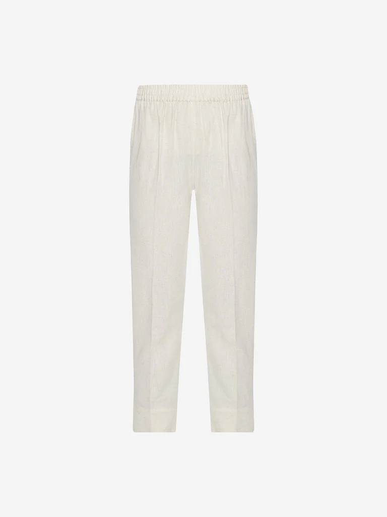 Utsa Off-White Solid Cotton Ethnic Pants  - Image 4
