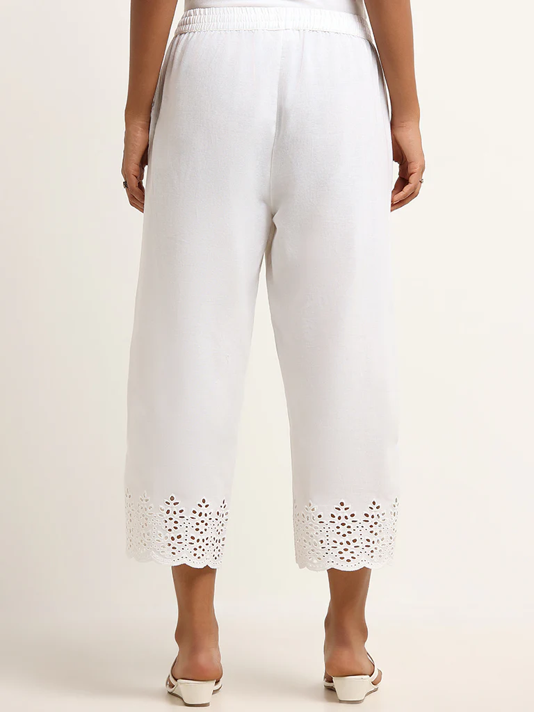 Utsa White Schiffli Pants - Image 5