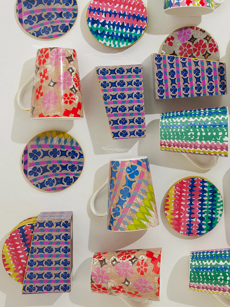 Westside Home Multicolour Abstract Design Coaster with Stand (Set of 6) - Image 4