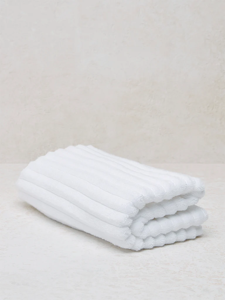Westside Home White Self-Striped Luxe Bath Towel - Image 4