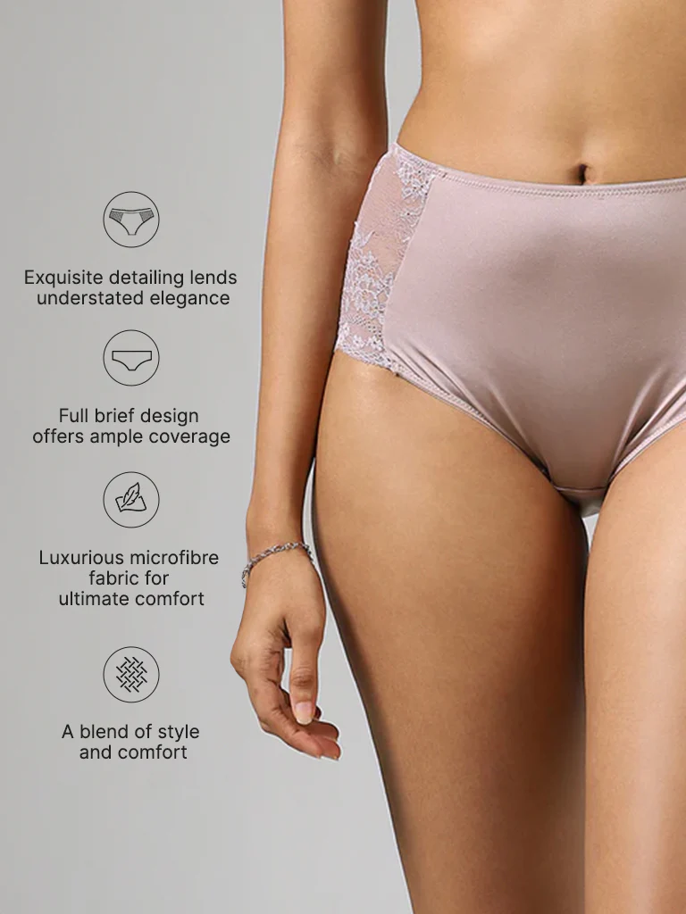 Wunderlove Light Taupe Detailed Briefs - Image 3