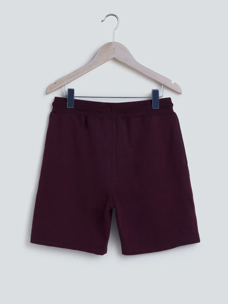 Y&F Kids Wine Printed Cotton-Blend Shorts - Image 3